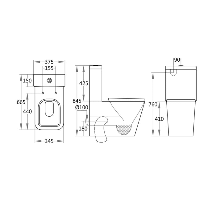 Poseidon Qubist Square Wall Faced Toilet Suite