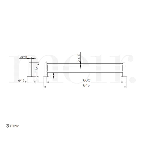 Meir Round Double Towel Rail 600mm - Champagne