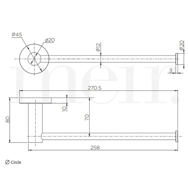 Meir Round Guest Towel Rail Chrome