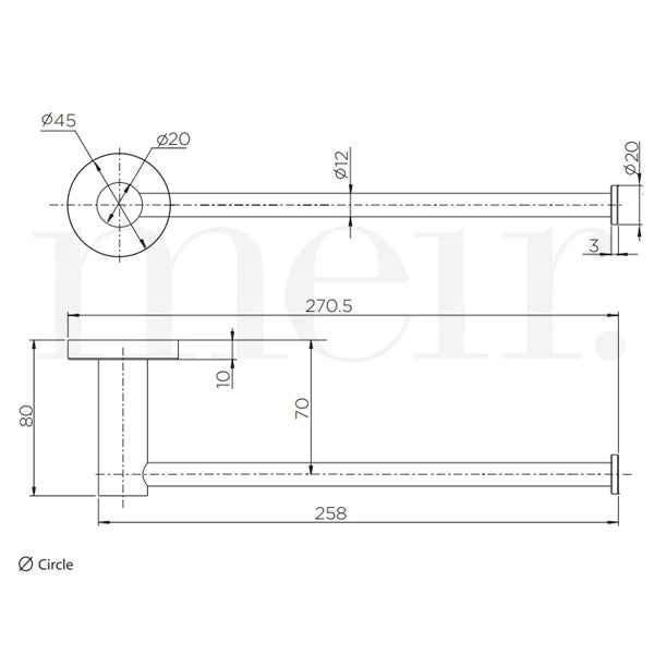 Meir Round Matte Black Guest Towel Rail