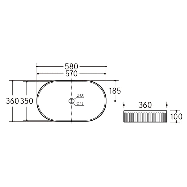 ADP Pill Fluted Above Counter Basin