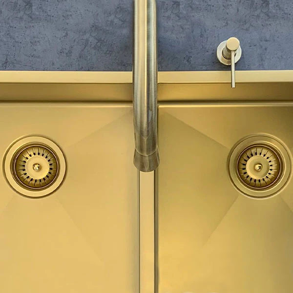 Meir Double Bowl PVD Kitchen Sink 860mm - Brushed Bronze Gold