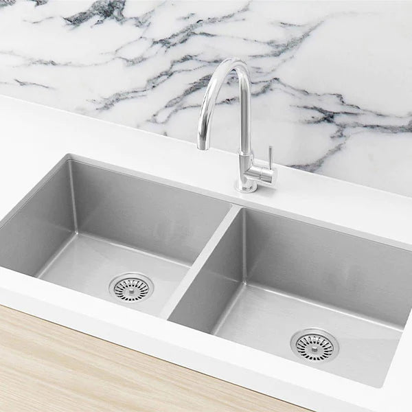 Meir Double Bowl PVD Kitchen Sink 860mm - Brushed Nickel