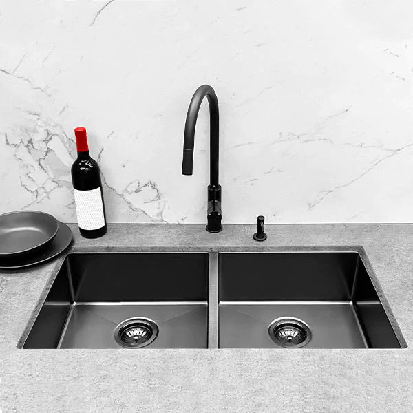 Meir Double Bowl PVD Kitchen Sink 760mm - Gunmetal Black