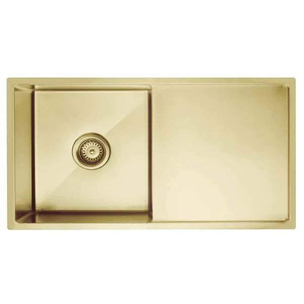 Meir Single Bowl with Drainer Kitchen Sink 840mm - Brushed Bronze Gold