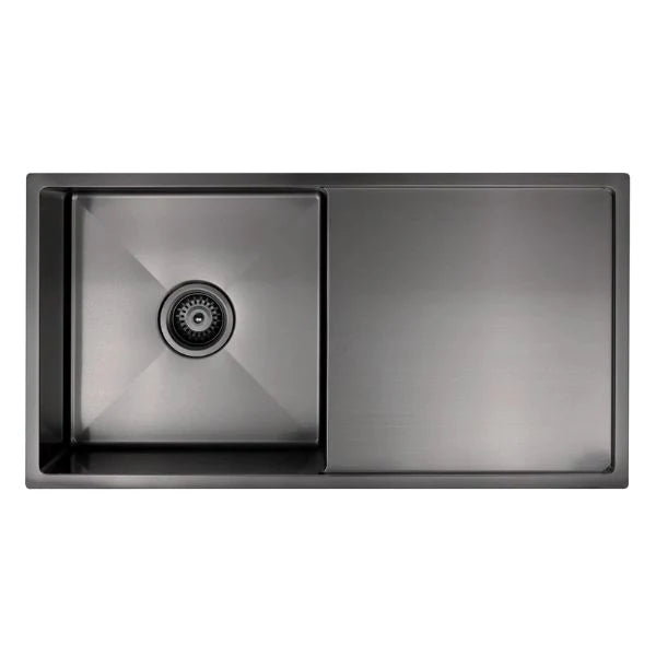 Meir Single Bowl with Drainer Kitchen Sink 840mm - Gunmetal Black