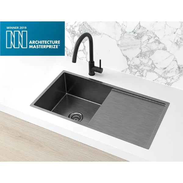 Meir Single Bowl with Drainer Kitchen Sink 840mm - Gunmetal Black