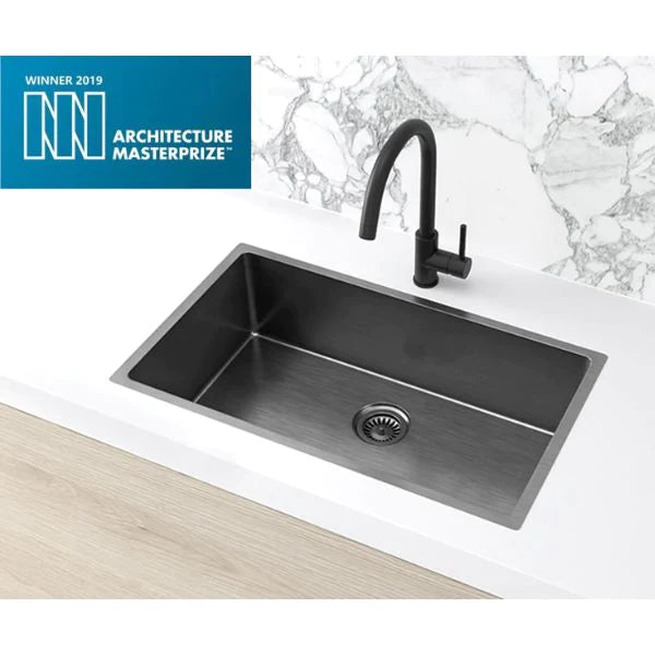 Meir Single Large Bowl Kitchen Sink 760mm - Gunmetal Black