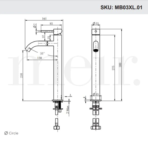 Meir Piccola Tall Basin Mixer - Shadow