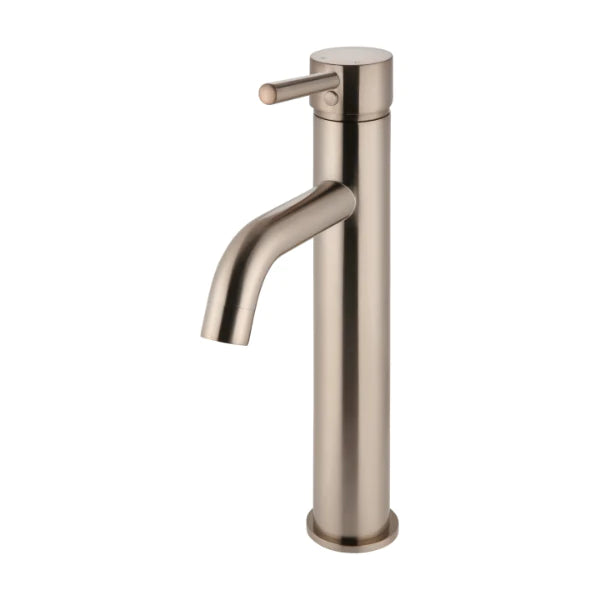 Meir Round Tall Champagne Basin Mixer with Curved Spout